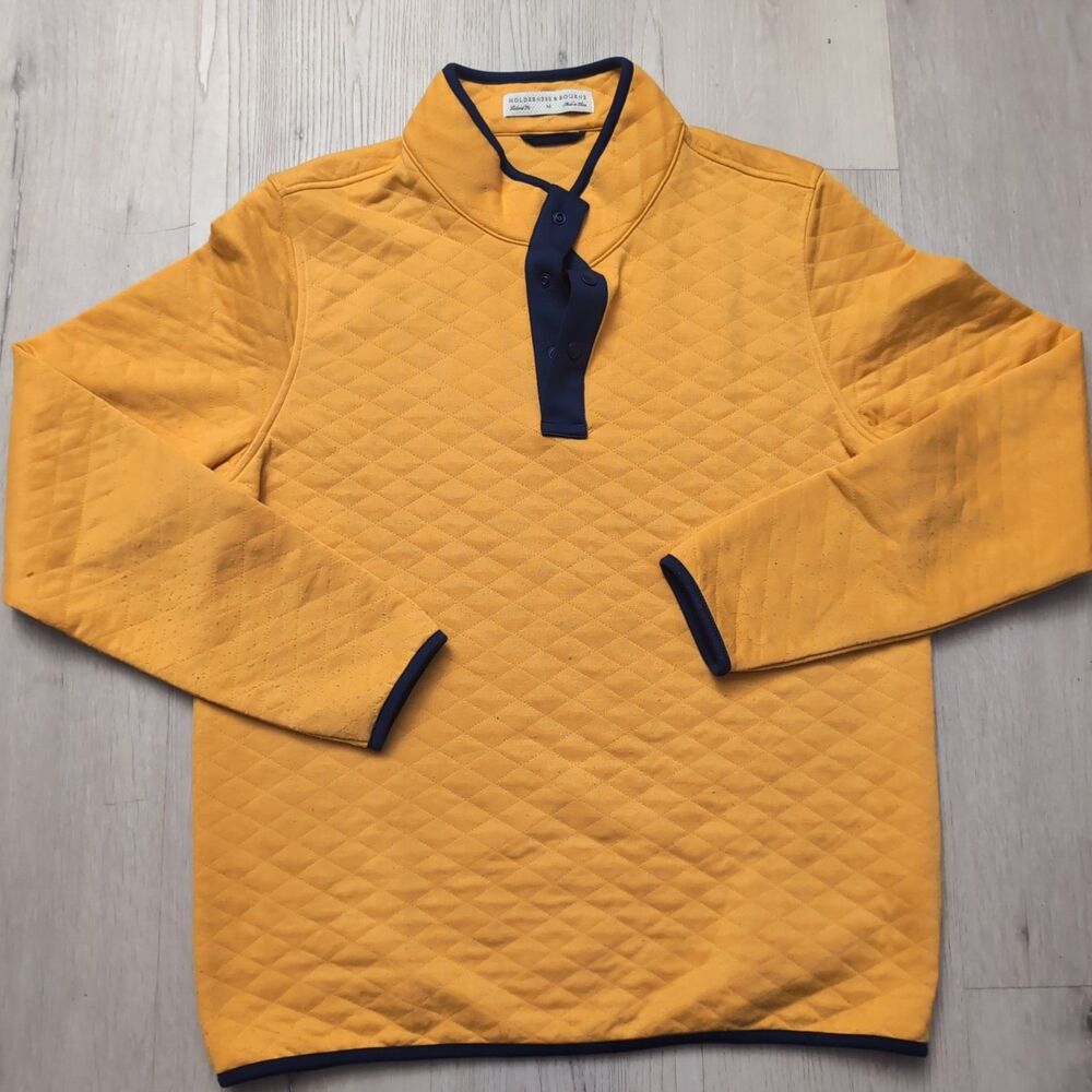 Holderness & Bourne Sullivan Pullover Mens Medium Diamond Quilted Snap Button